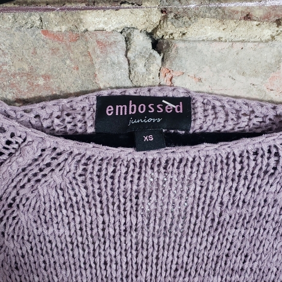 Embossed knit crop juniors lavender size XS - Picture 2 of 6